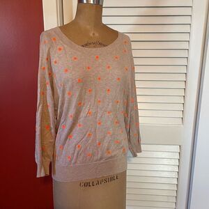 J CREW | tan with orange polka dots sweater S